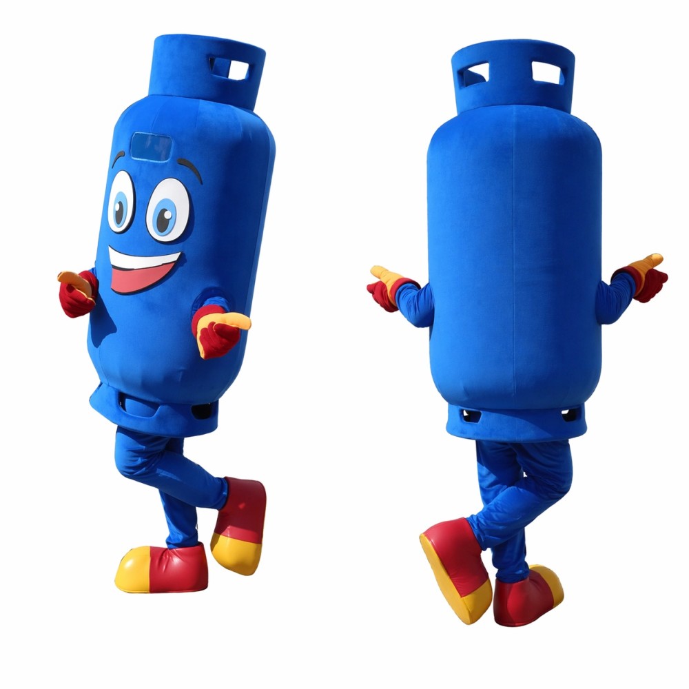 Blue Gas Cylinder Mascot Costume Character Suit