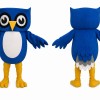 Blue Owl Bird Mascot Costume Cartoon Character