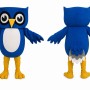 Blue Owl Bird Mascot Costume Cartoon Character