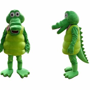 Cartoon Green Crocodile Mascot Costume for Adults