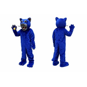 Blue Panther Mascot Costume with Fierce Cat Character Design