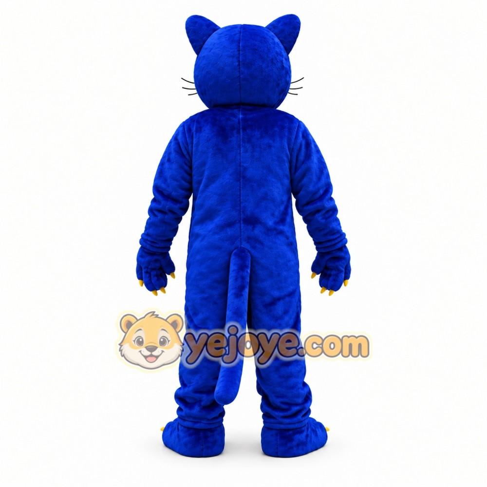 Blue Panther Mascot Costume with Fierce Cat Character Design Blue Panther Mascot Costume with Fierce Cat Character Design