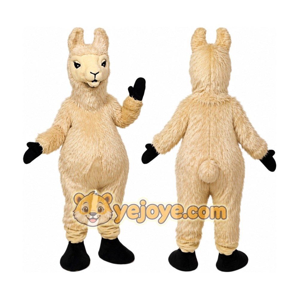Fluffy Alpaca Mascot Costume with Soft Plush Animal Design Fluffy Alpaca Mascot Costume with Soft Plush Animal Design