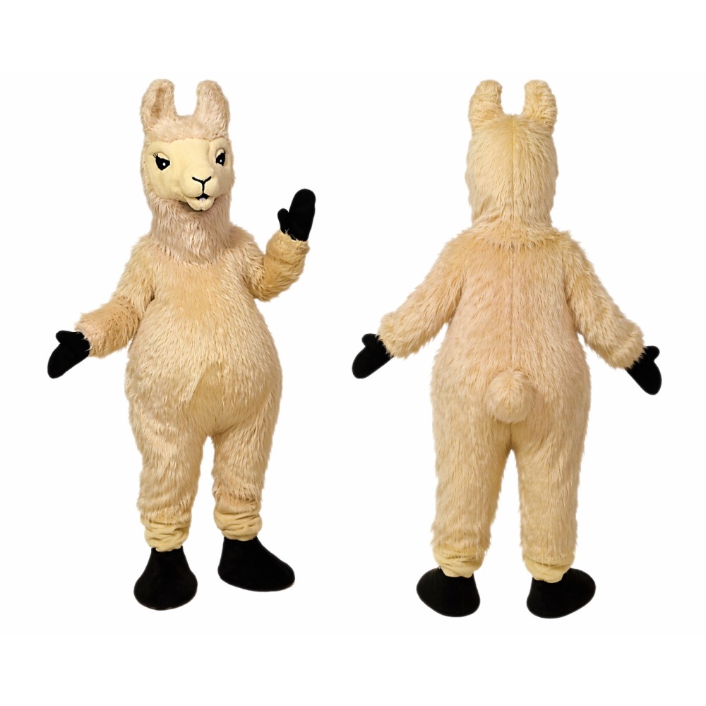 Fluffy Alpaca Mascot Costume with Soft Plush Animal Design