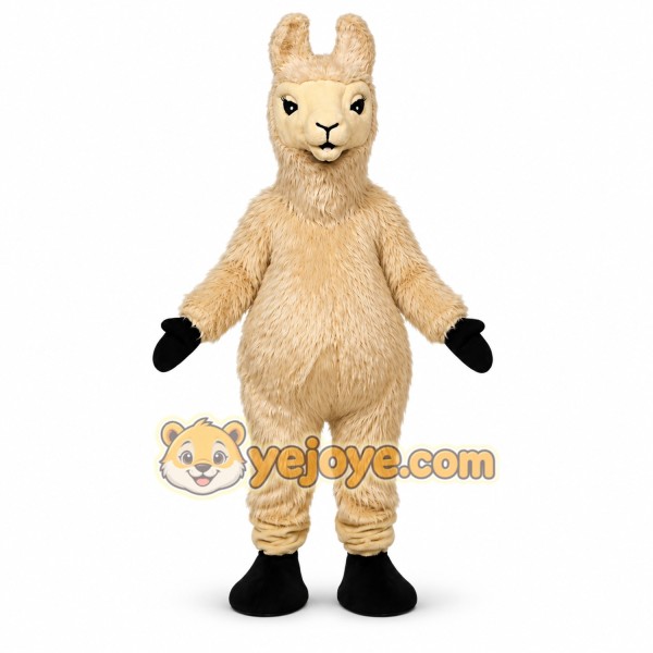 Fluffy Alpaca Mascot Costume with Soft Plush Animal Design Fluffy Alpaca Mascot Costume with Soft Plush Animal Design