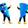 Blue Tornado Mascot Costume with Lightning Storm Character Theme