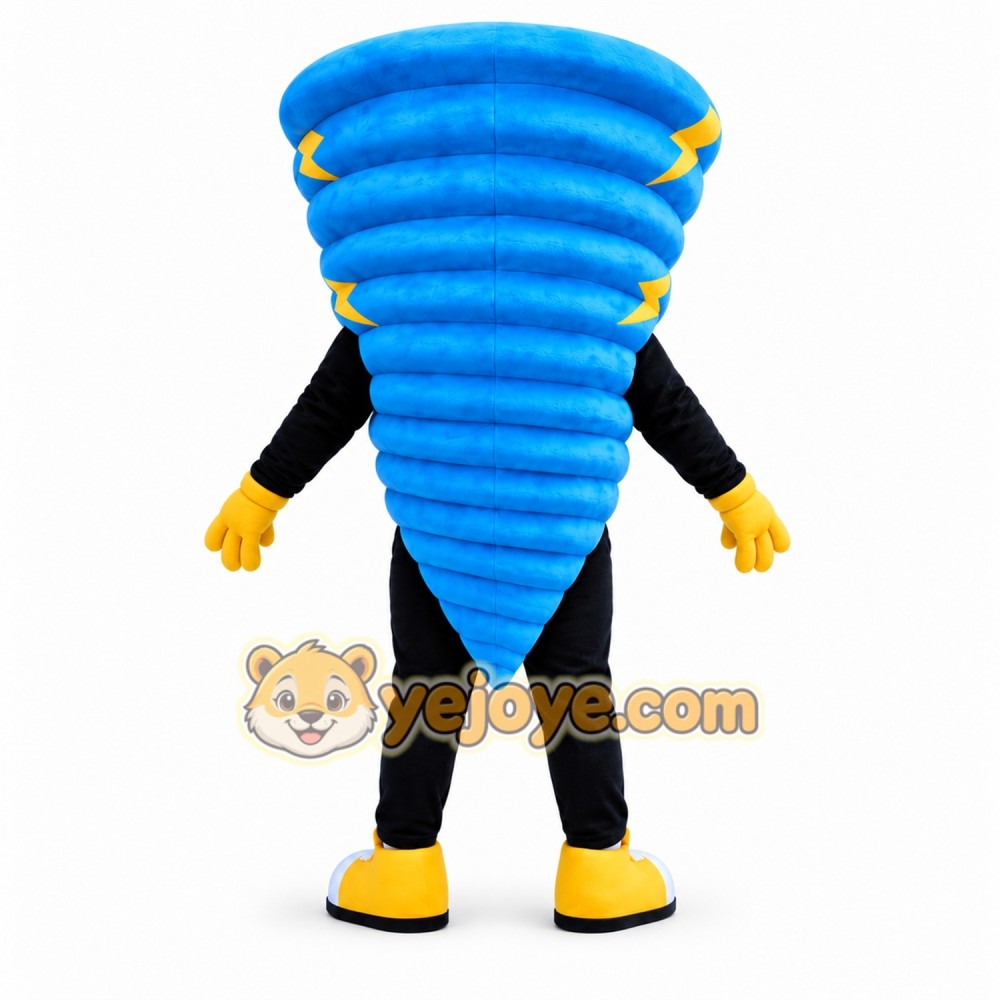 Blue Tornado Mascot Costume with Lightning Storm Character Theme Blue Tornado Mascot Costume with Lightning Storm Character Theme