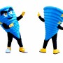 Blue Tornado Mascot Costume with Lightning Storm Character Theme