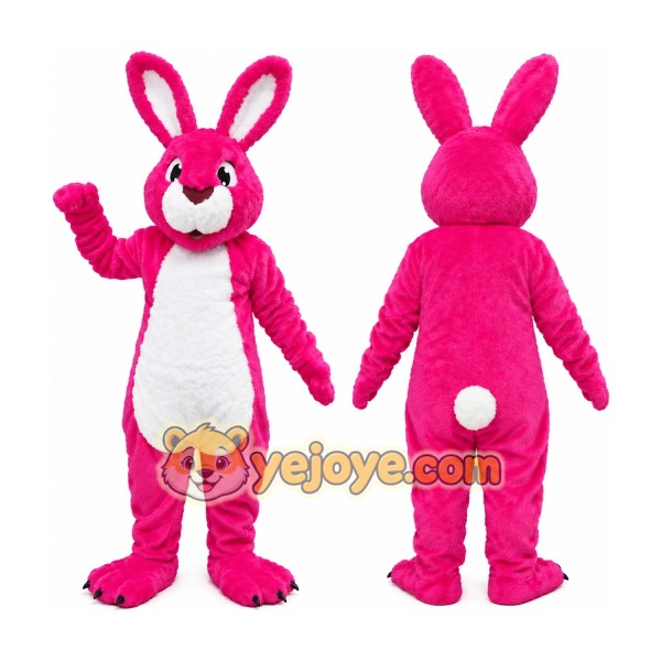 Pink Bunny Rabbit Mascot Costume with Plush Easter Character Style