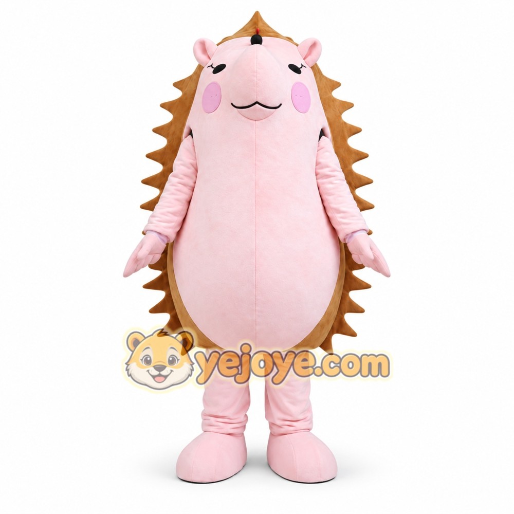 Cute Hedgehog Mascot Costume with Red Berry Spikes and Plush Cartoon Design Cute Hedgehog Mascot Costume with Red Berry Spikes and Plush Cartoon Design