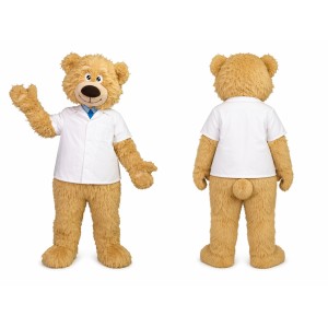 Teddy Bear Doctor Mascot Costume with White Lab Coat Uniform