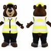 Safety Guard Bear Mascot Costume with High Visibility Workwear