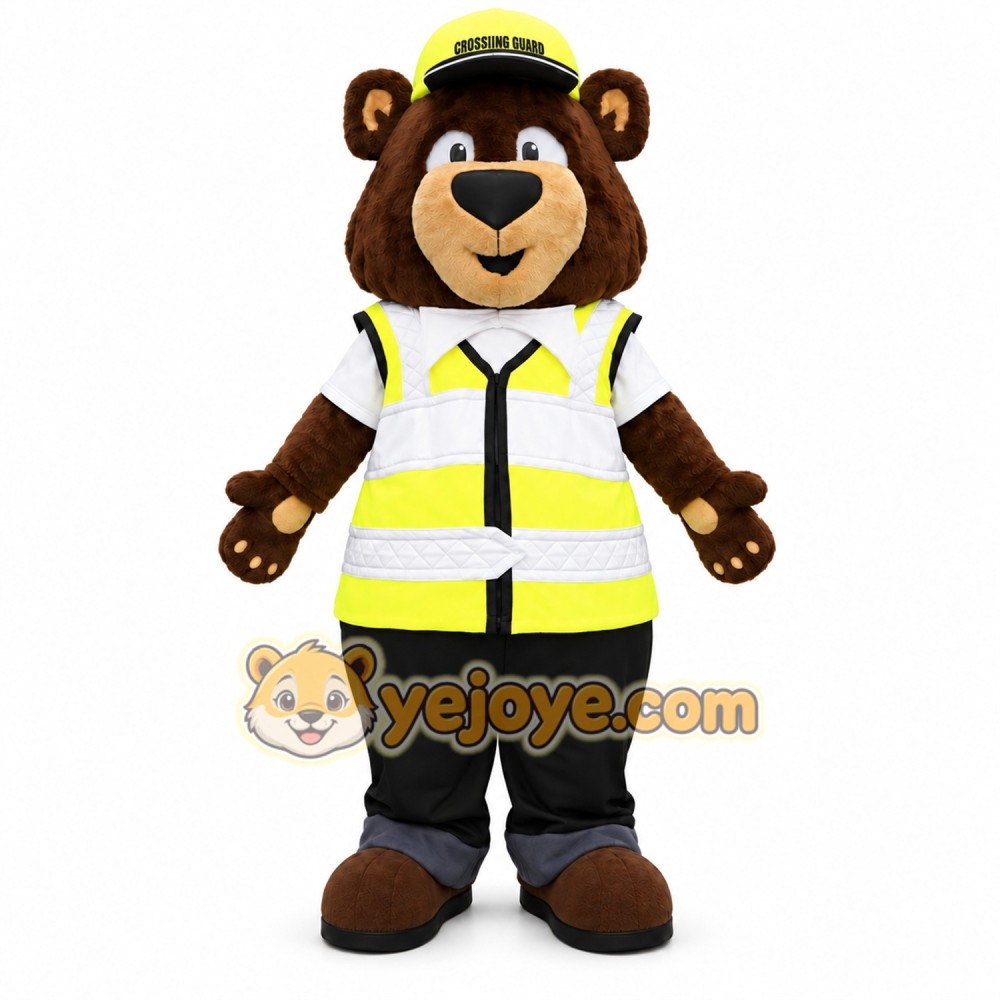 Safety Guard Bear Mascot Costume with High Visibility Workwear Safety Guard Bear Mascot Costume with High Visibility Workwear