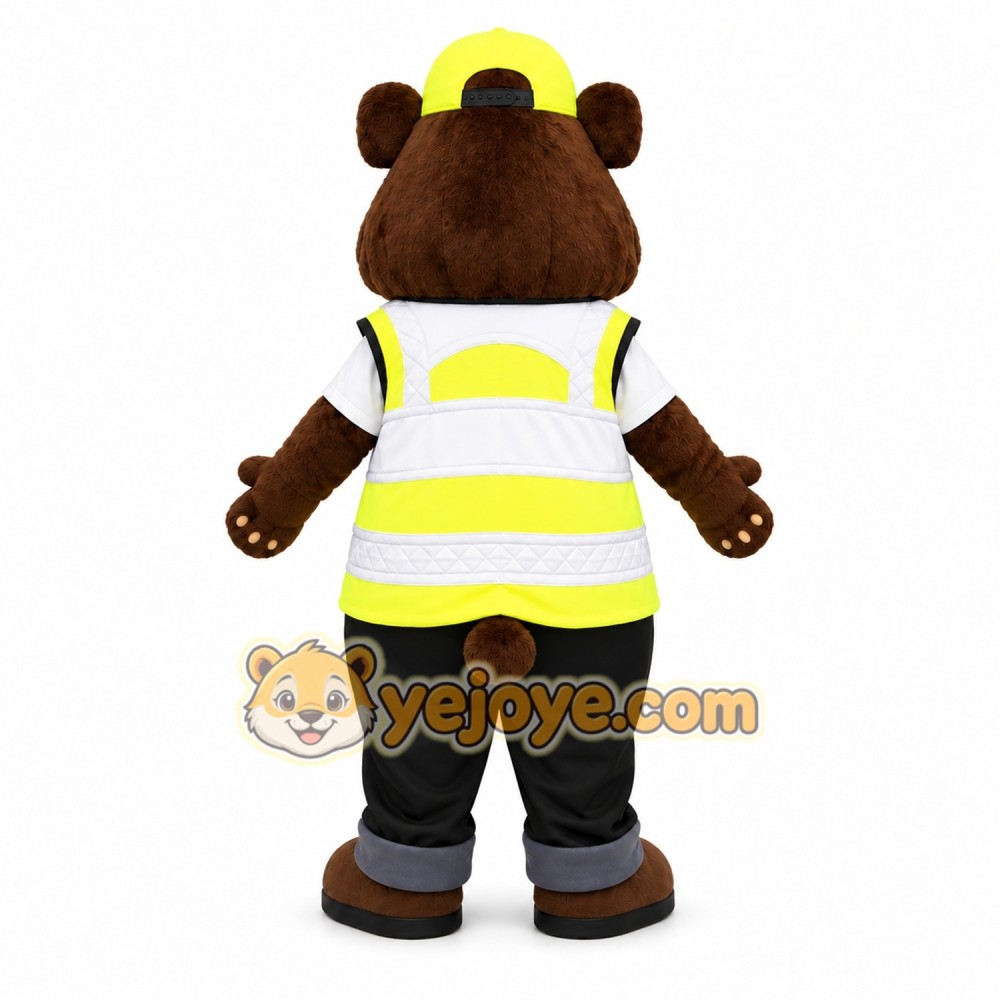 Safety Guard Bear Mascot Costume with High Visibility Workwear Safety Guard Bear Mascot Costume with High Visibility Workwear