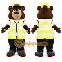 Safety Guard Bear Mascot Costume with High Visibility Workwear
