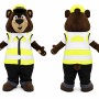 Safety Guard Bear Mascot Costume with High Visibility Workwear