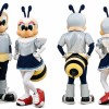 Cartoon Bee Couple Mascot Costumes with Wings and Striped Tail Design