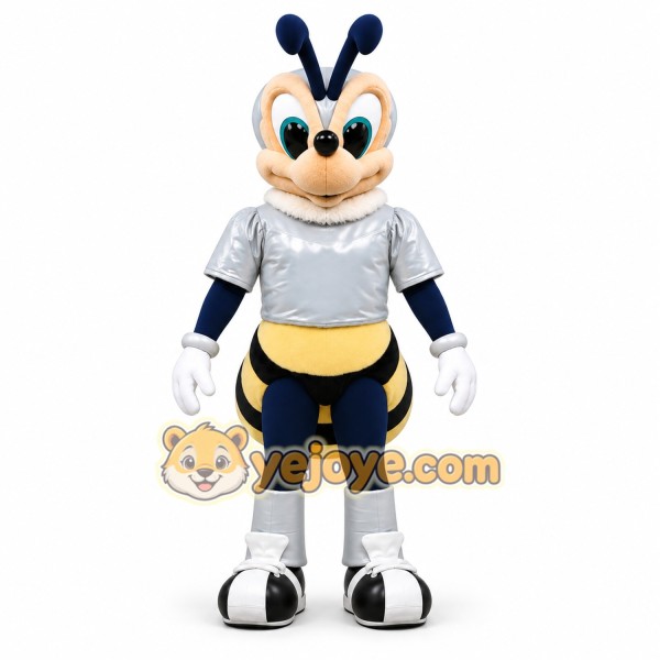 Cartoon Bee Couple Mascot Costumes with Wings and Striped Tail Design Cartoon Bee Couple Mascot Costumes with Wings and Striped Tail Design