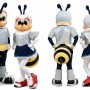 Cartoon Bee Couple Mascot Costumes with Wings and Striped Tail Design