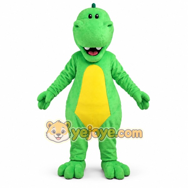 Green Dinosaur Mascot Costume with Cartoon Reptile Character Style