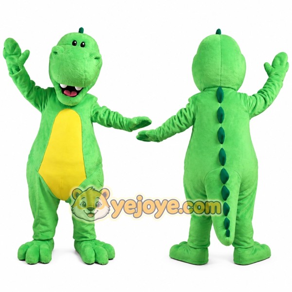 Green Dinosaur Mascot Costume with Cartoon Reptile Character Style