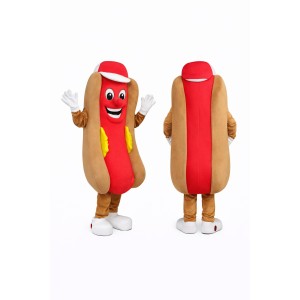 Funny Hot Dog Mascot Costume with Cartoon Food Character Design