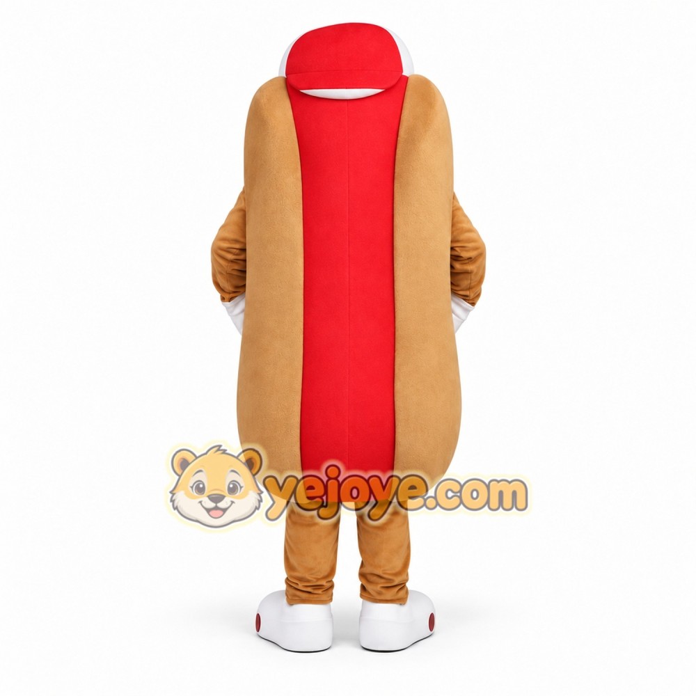 Funny Hot Dog Mascot Costume with Cartoon Food Character Design Funny Hot Dog Mascot Costume with Cartoon Food Character Design