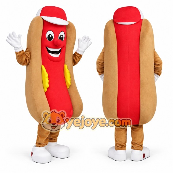 Funny Hot Dog Mascot Costume with Cartoon Food Character Design