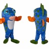 Blue Fish Mascot Costume with Spotted Sea Creature Character Style