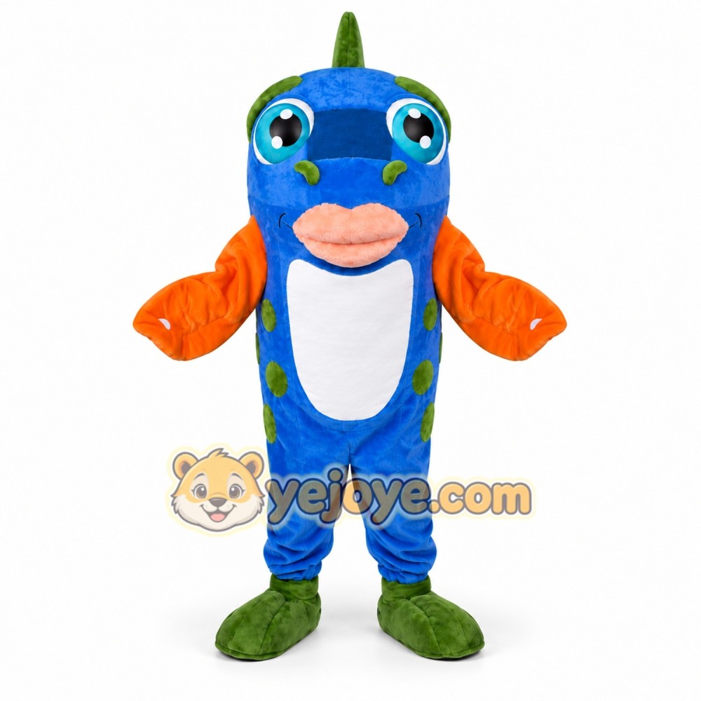 Blue Fish Mascot Costume with Spotted Sea Creature Character Style Blue Fish Mascot Costume with Spotted Sea Creature Character Style