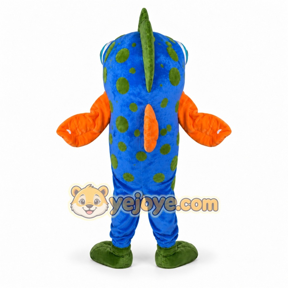 Blue Fish Mascot Costume with Spotted Sea Creature Character Style Blue Fish Mascot Costume with Spotted Sea Creature Character Style