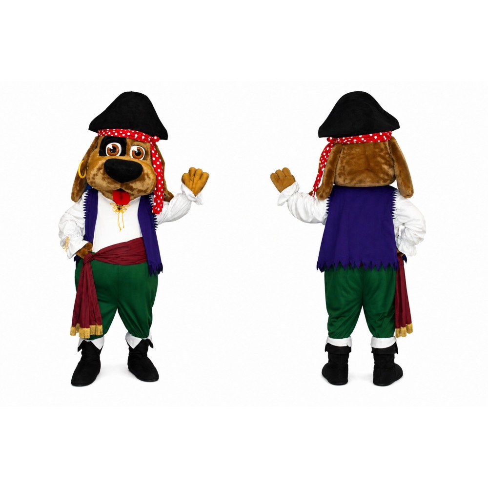 Pirate Dog Mascot Costume with Captain Hat and Pirate Outfit