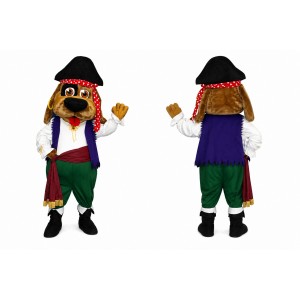 Pirate Dog Mascot Costume with Captain Hat and Pirate Outfit