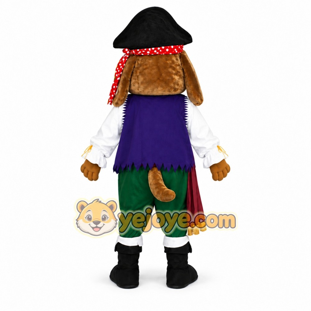 Pirate Dog Mascot Costume with Captain Hat and Pirate Outfit