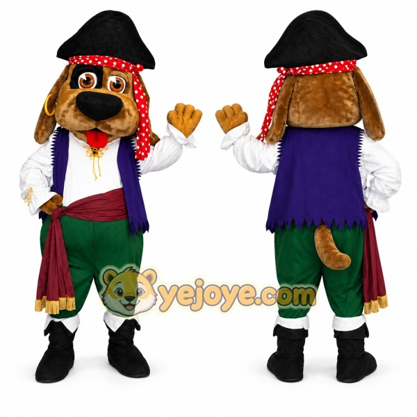 Pirate Dog Mascot Costume with Captain Hat and Pirate Outfit