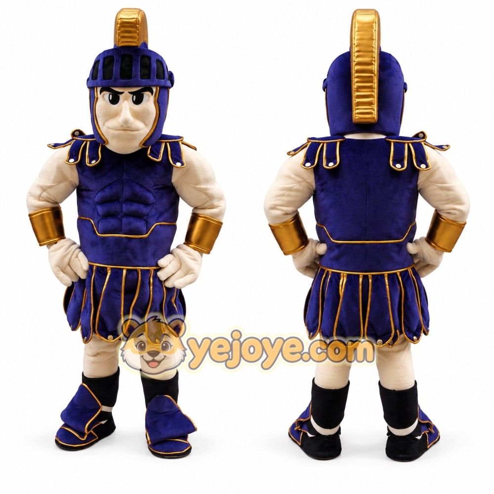 Roman Gladiator Mascot Costume with Warrior Armor Character Design