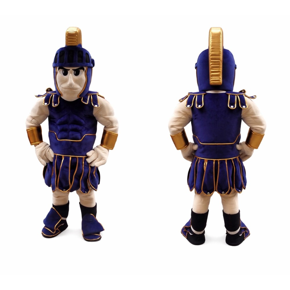 Roman Gladiator Mascot Costume with Warrior Armor Character Design