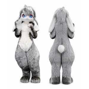 Gray Bunny Mascot Costume