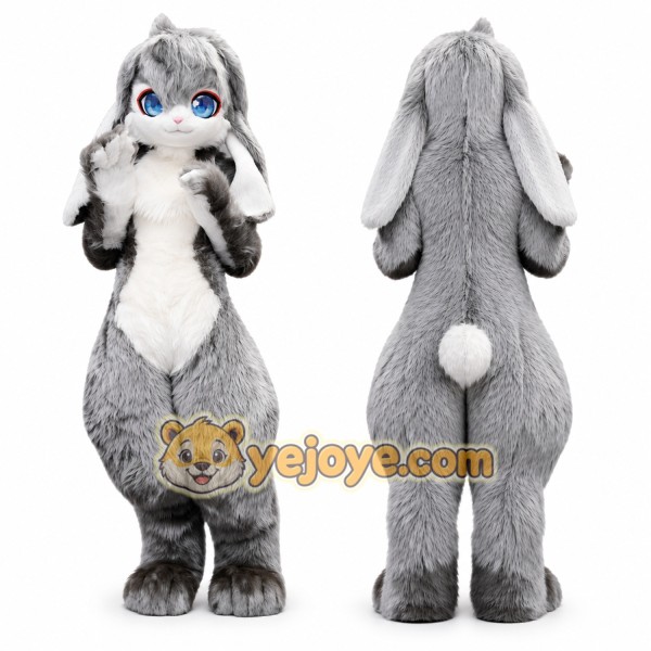 Gray Bunny Mascot Costume