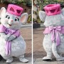 Gray Mouse Mascot Costume with Pink Accessories