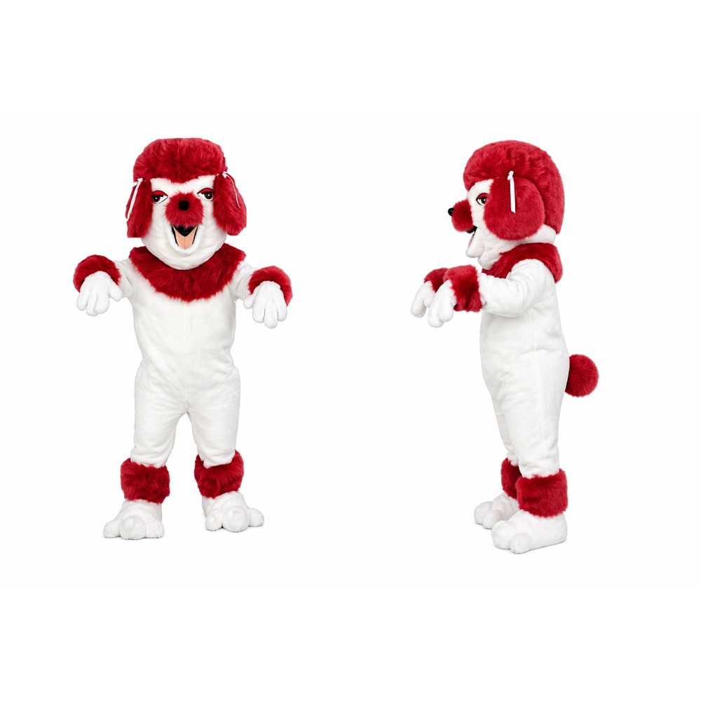 Red and White Poodle Mascot Costume