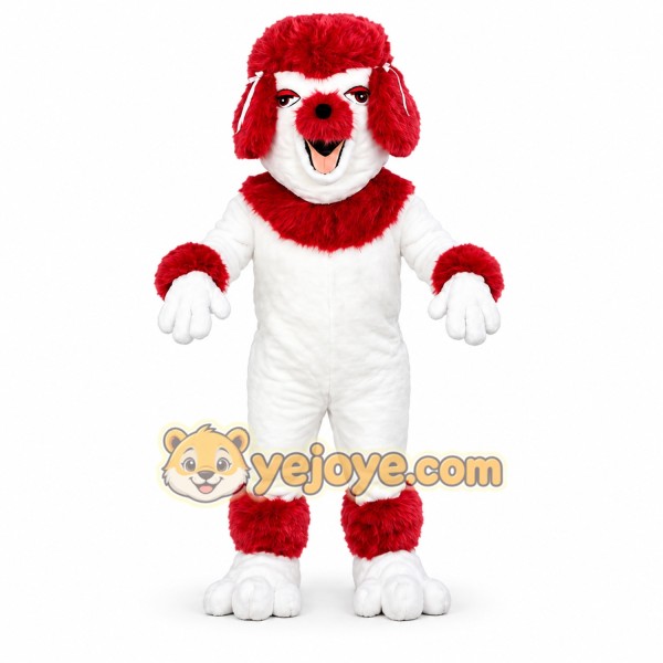 Red and White Poodle Mascot Costume