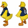 Yellow Duck Mascot Costume with Blue Shirt