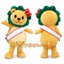 Lion Mascot Costume with Green Mane and Crown