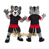 Gray Wolf Mascot Costume with Red Accents Gray Wolf Mascot Costume with Red Accents