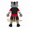 Gray Wolf Mascot Costume with Red Accents Gray Wolf Mascot Costume with Red Accents