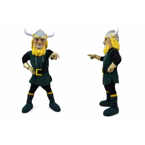 Viking Mascot Costume Green and Yellow Outfit