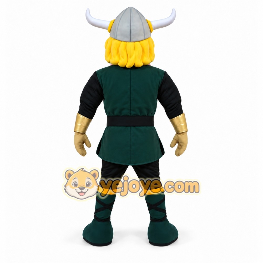 Viking Mascot Costume Green and Yellow Outfit Viking Mascot Costume Green and Yellow Outfit
