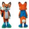 Orange Fox Mascot Costume with Blue Cape