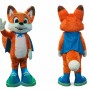 Orange Fox Mascot Costume with Blue Cape